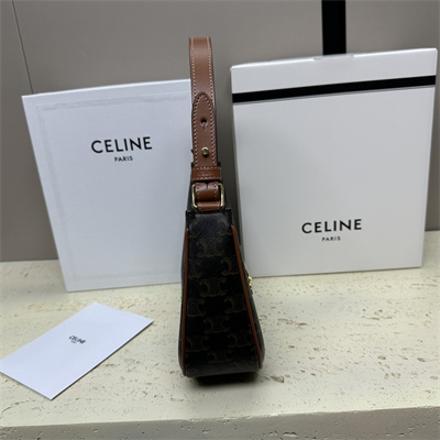 Celine Medium AVA Triomphe Bag In Triomphe Canvas and Calfskin Tan