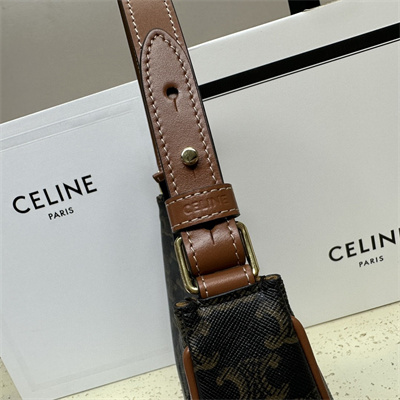 Celine Medium AVA Triomphe Bag In Triomphe Canvas and Calfskin Tan