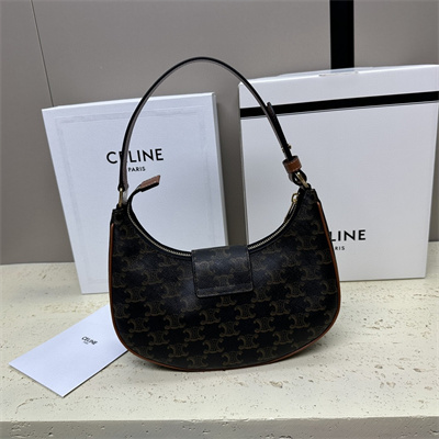 Celine Medium AVA Triomphe Bag In Triomphe Canvas and Calfskin Tan
