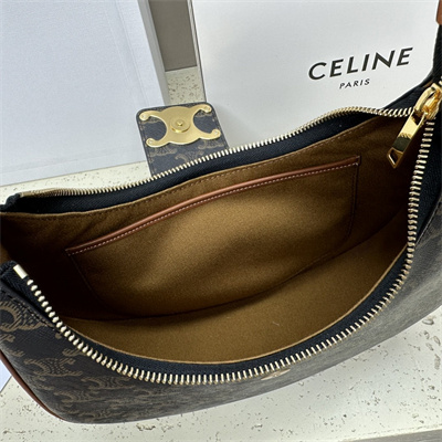 Celine Medium AVA Triomphe Bag In Triomphe Canvas and Calfskin Tan