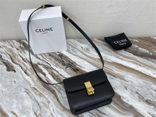 Celine Teen Classic Box Bag In Black Box Calfskin Leather