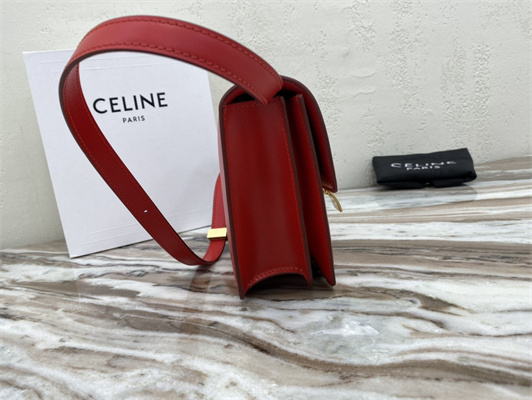 Celine Teen Classic Box Bag In Red Box Calfskin Leather