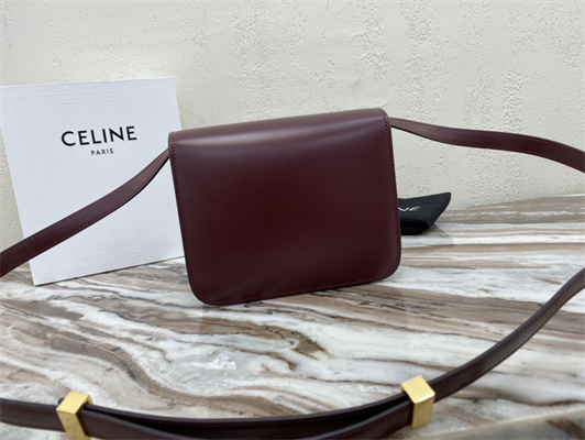 Celine Teen Classic Box Bag In Bordeaux Box Calfskin Leather