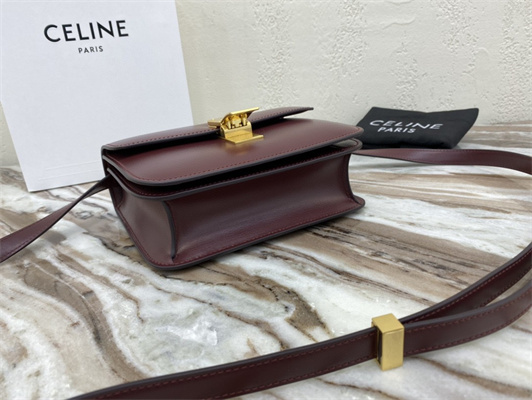 Celine Teen Classic Box Bag In Bordeaux Box Calfskin Leather