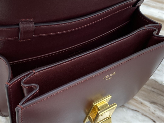 Celine Teen Classic Box Bag In Bordeaux Box Calfskin Leather