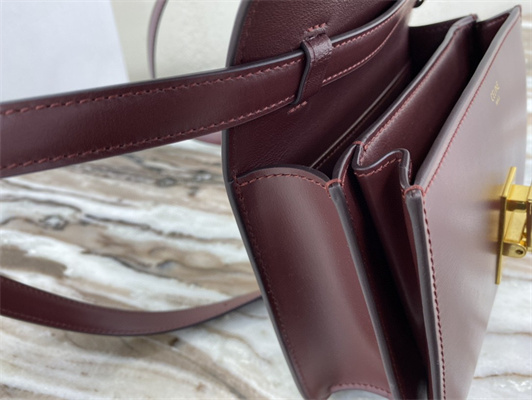 Celine Teen Classic Box Bag In Bordeaux Box Calfskin Leather