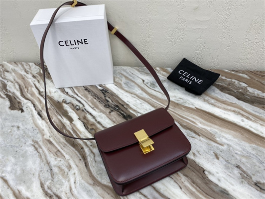 Celine Teen Classic Box Bag In Bordeaux Box Calfskin Leather