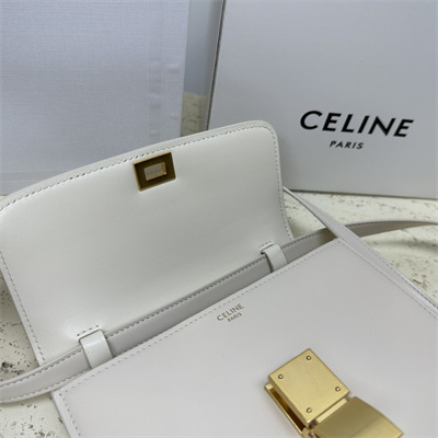 Celine Teen Classic Box Bag In Chalk Box Calfskin Leather