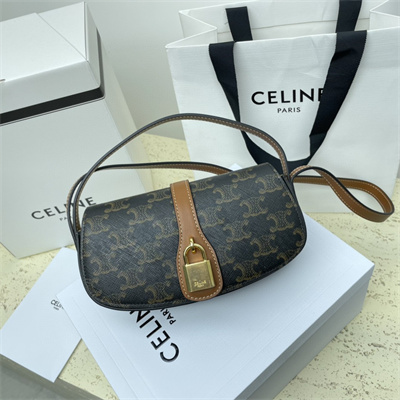 Celine Clutch on Strap Tabou In Triomphe Canvas and Calfskin Tan