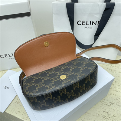 Celine Clutch on Strap Tabou In Triomphe Canvas and Calfskin Tan