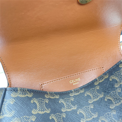 Celine Clutch on Strap Tabou In Triomphe Canvas and Calfskin Tan