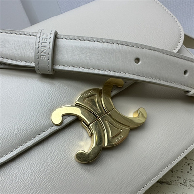 Celine Classique Triomphe Bag In Shiny Calfskin White Color