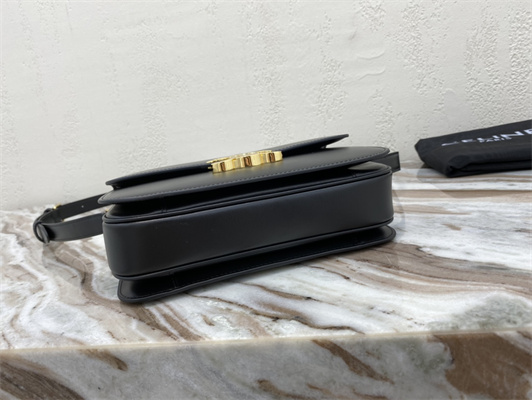 Celine Classique Triomphe Bag In Shiny Calfskin Black Color