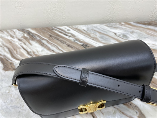 Celine Classique Triomphe Bag In Shiny Calfskin Black Color