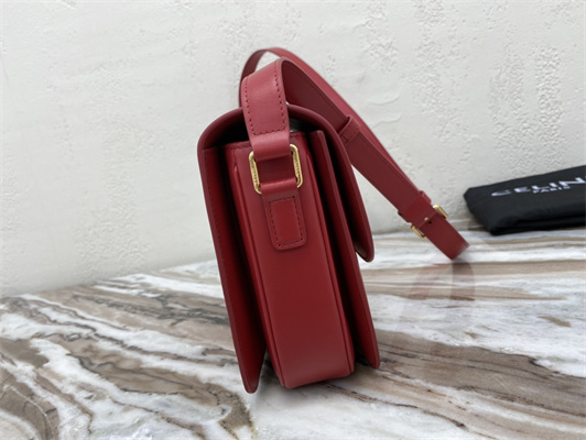 Celine Classique Triomphe Bag In Shiny Calfskin Red Color