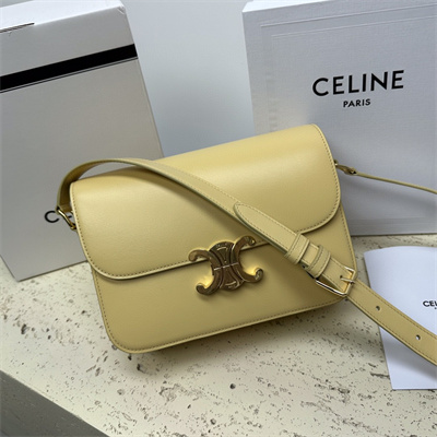 Celine Classique Triomphe Bag In Shiny Calfskin Pollen Color