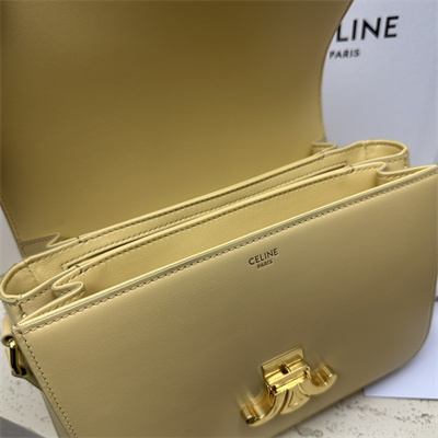 Celine Classique Triomphe Bag In Shiny Calfskin Pollen Color