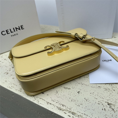 Celine Classique Triomphe Bag In Shiny Calfskin Pollen Color