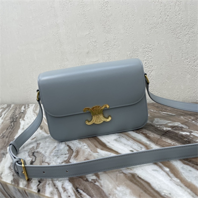 Celine Classique Triomphe Bag In Shiny Calfskin Blue Color