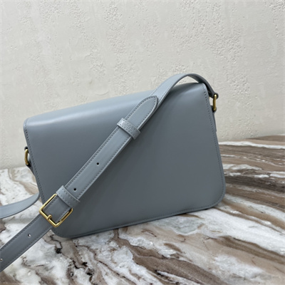 Celine Classique Triomphe Bag In Shiny Calfskin Blue Color