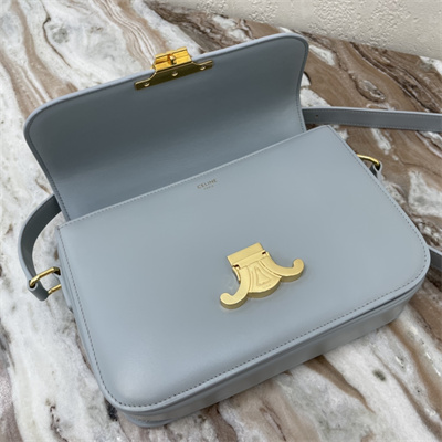 Celine Classique Triomphe Bag In Shiny Calfskin Blue Color