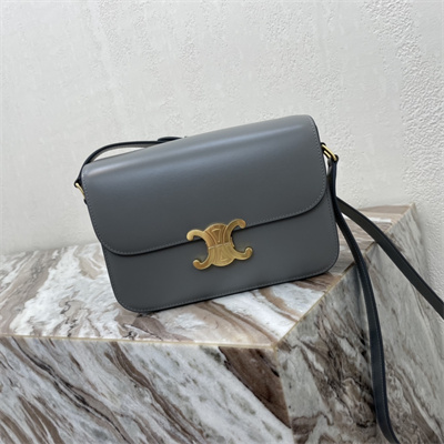 Celine Classique Triomphe Bag In Shiny Calfskin Grey Color