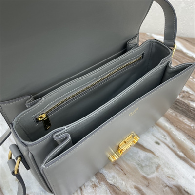 Celine Classique Triomphe Bag In Shiny Calfskin Grey Color