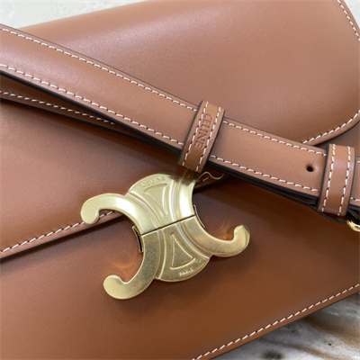 Celine Classique Triomphe Bag In Shiny Calfskin Brown Color
