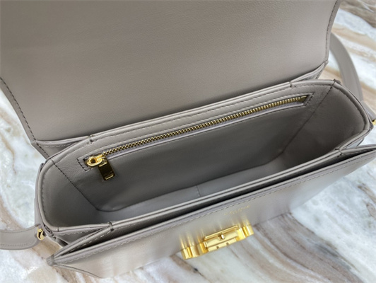 Celine Teen Triomphe Bag In Shiny Calfskin Grey Color