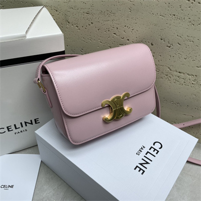 Celine Teen Triomphe Bag In Shiny Calfskin Pink Color