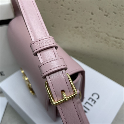 Celine Teen Triomphe Bag In Shiny Calfskin Pink Color