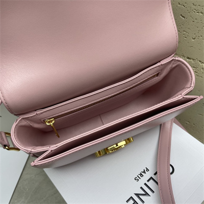 Celine Teen Triomphe Bag In Shiny Calfskin Pink Color
