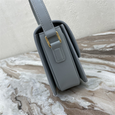 Celine Teen Triomphe Bag In Shiny Calfskin Blue Color