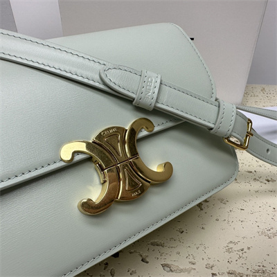 Celine Teen Triomphe Bag In Shiny Calfskin Pale Green Color