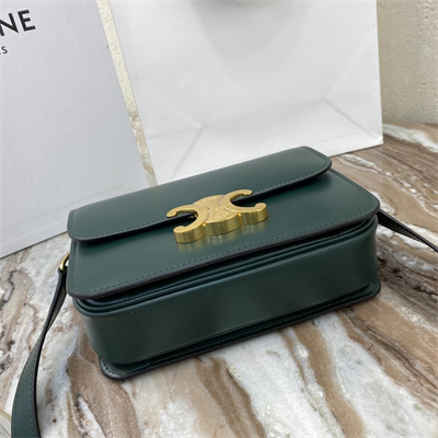 Celine Teen Triomphe Bag In Shiny Calfskin Amazone Color