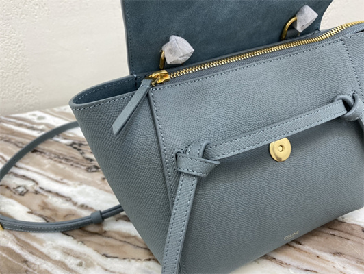 Celine Nano Belt Bag In Dusty  Blue Grained Calfskin