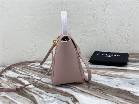 Celine Nano Belt Bag In Pink Grained Calfskin
