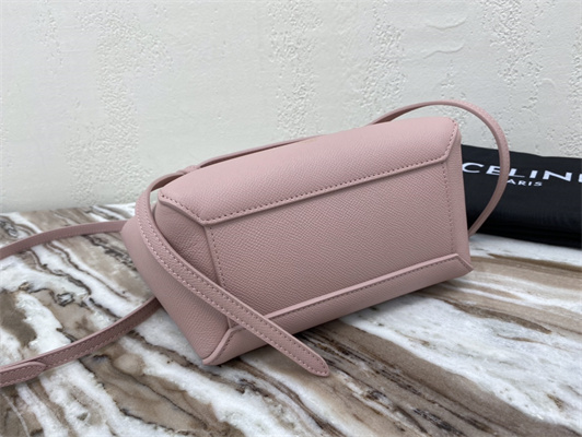 Celine Nano Belt Bag In Pink Grained Calfskin