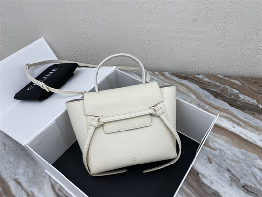 Celine Nano Belt Bag In White Grained Calfskin