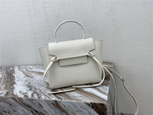 Celine Nano Belt Bag In White Grained Calfskin