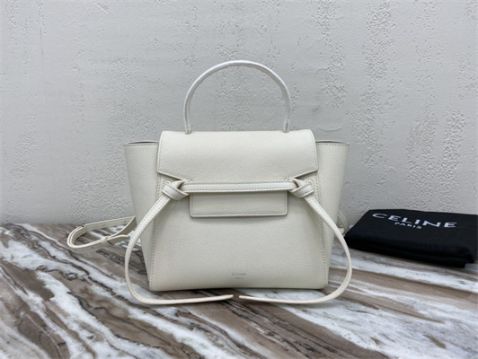 Celine Nano Belt Bag In White Grained Calfskin
