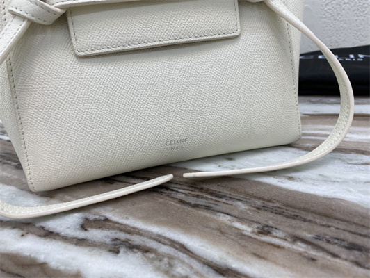 Celine Nano Belt Bag In White Grained Calfskin