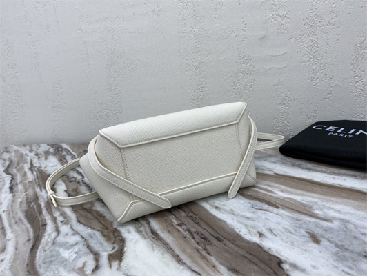 Celine Nano Belt Bag In White Grained Calfskin