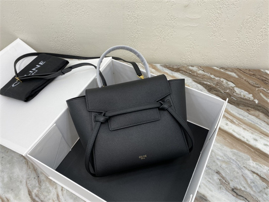 Celine Nano Belt Bag In Black Grained Calfskin