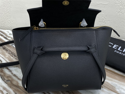 Celine Nano Belt Bag In Black Grained Calfskin