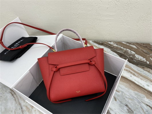 Celine Nano Belt Bag In Red Grained Calfskin