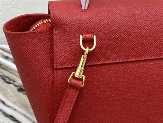 Celine Nano Belt Bag In Red Grained Calfskin