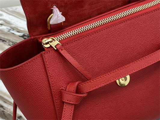 Celine Nano Belt Bag In Red Grained Calfskin