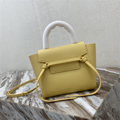 Celine Nano Belt Bag In Yellow Grained Calfskin