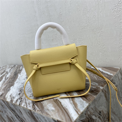 Celine Nano Belt Bag In Yellow Grained Calfskin